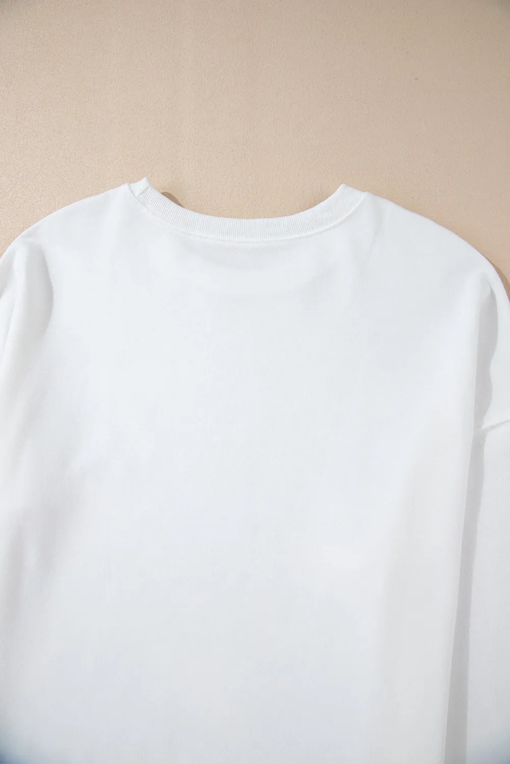White Bowknot Pattern Drop Shoulder Loose Sweatshirt