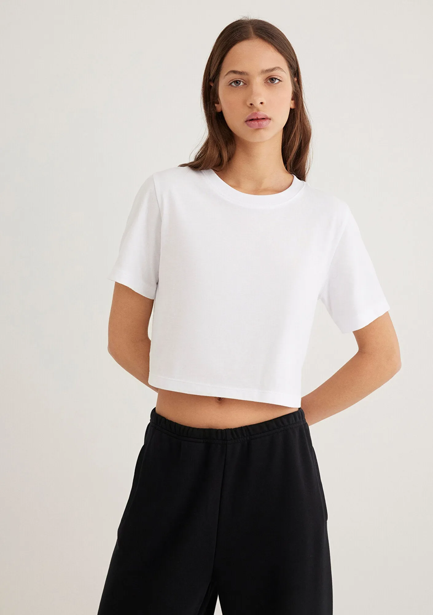 White Crop Basic T-shirt