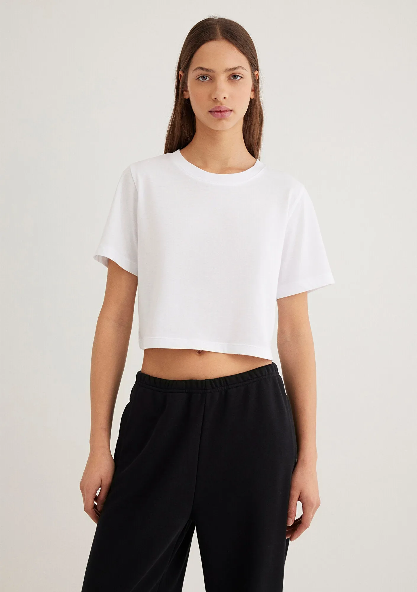 White Crop Basic T-shirt