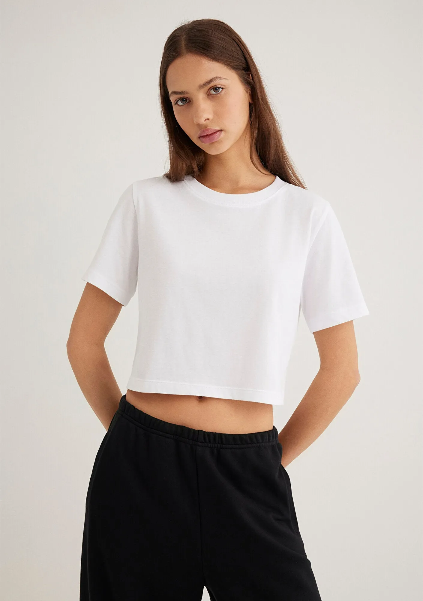 White Crop Basic T-shirt