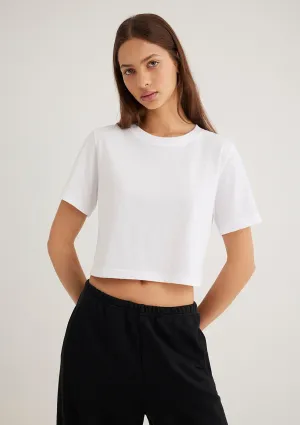 White Crop Basic T-shirt