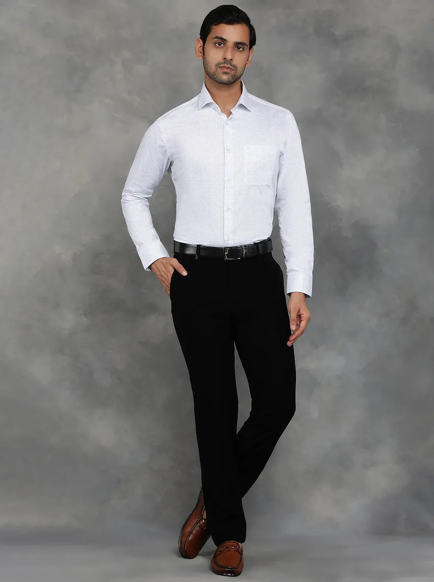 White Printed Slim Fit Formal Shirt | GreenFibre
