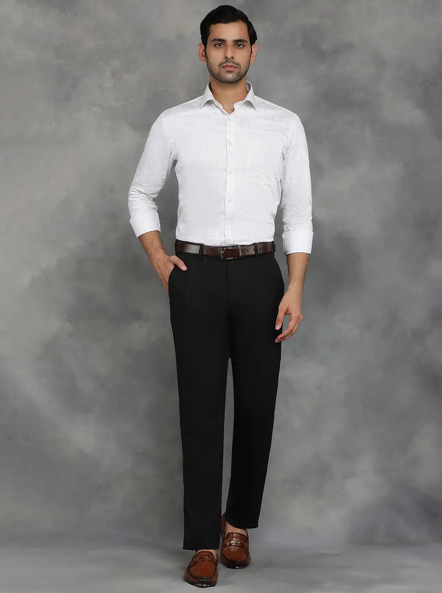 White Printed Slim Fit Formal Shirt | GreenFibre