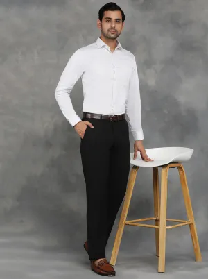 White Printed Slim Fit Formal Shirt | GreenFibre