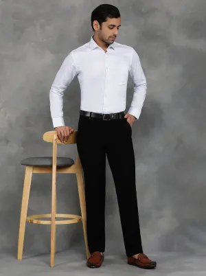 White Printed Slim Fit Formal Shirt | GreenFibre