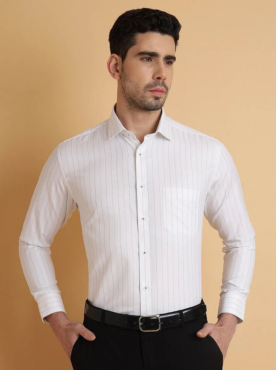 White Striped Regular Fit Formal Shirt | Greenfibre