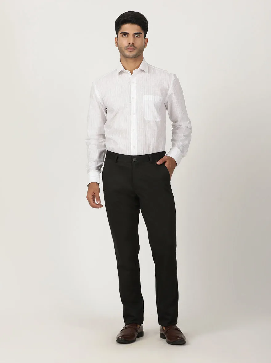 White Striped Regular Fit Formal Shirt | Greenfibre
