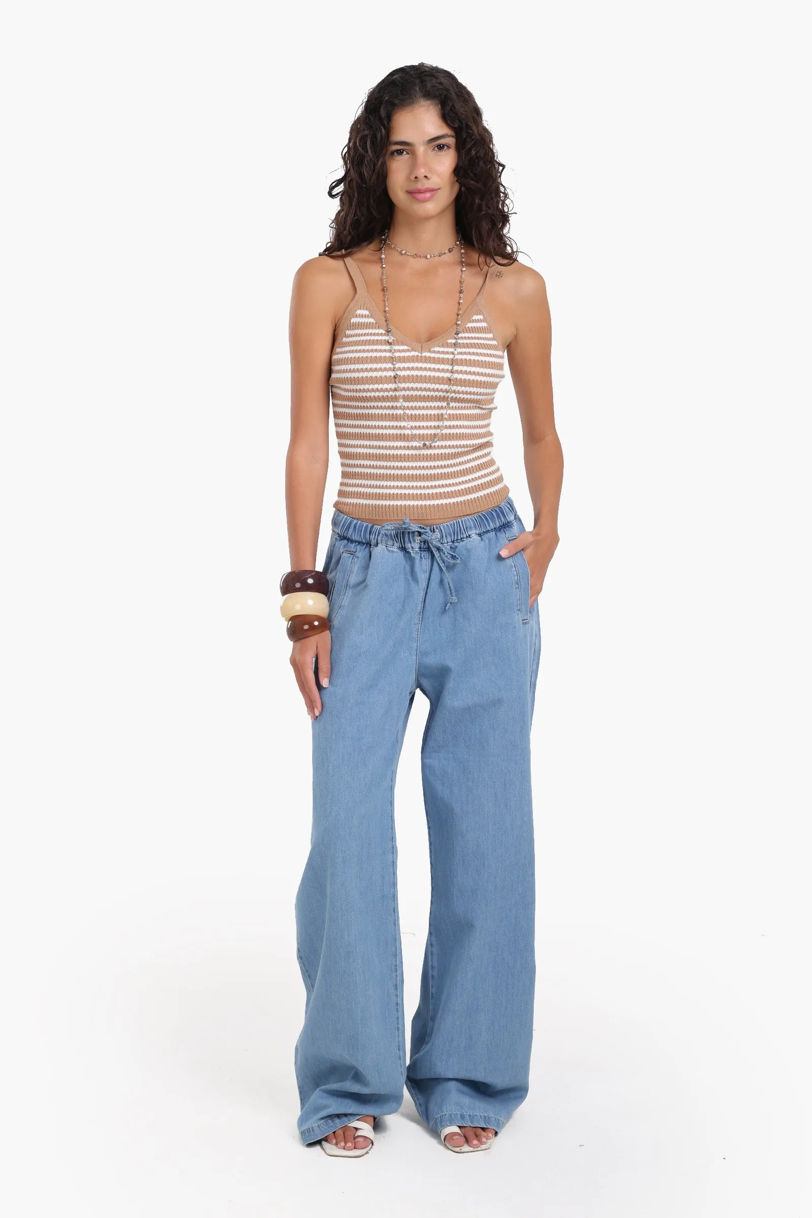 Wide-Leg Relaxed Denim Pants