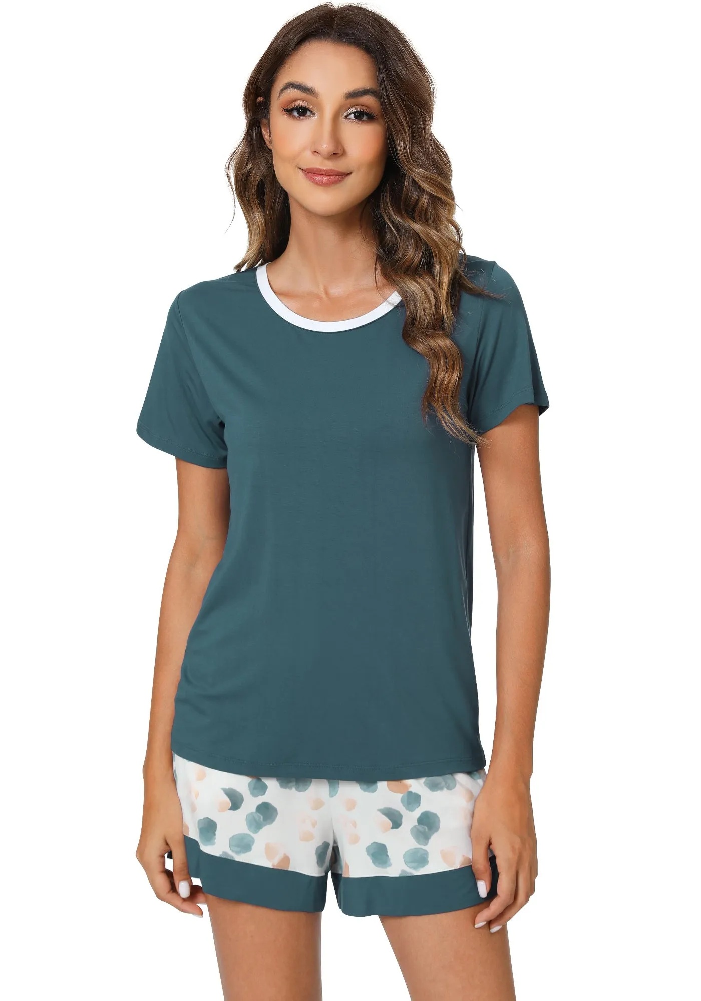 WiWi Bamboo Womens Summer Printed Pajama Sets