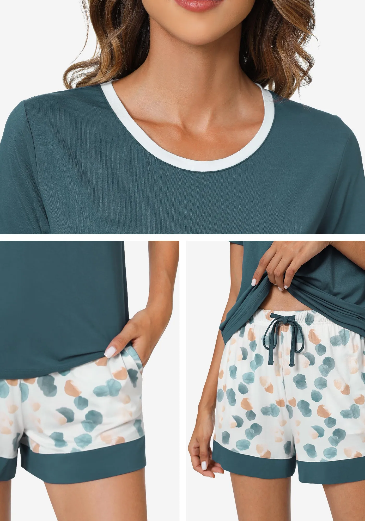 WiWi Bamboo Womens Summer Printed Pajama Sets