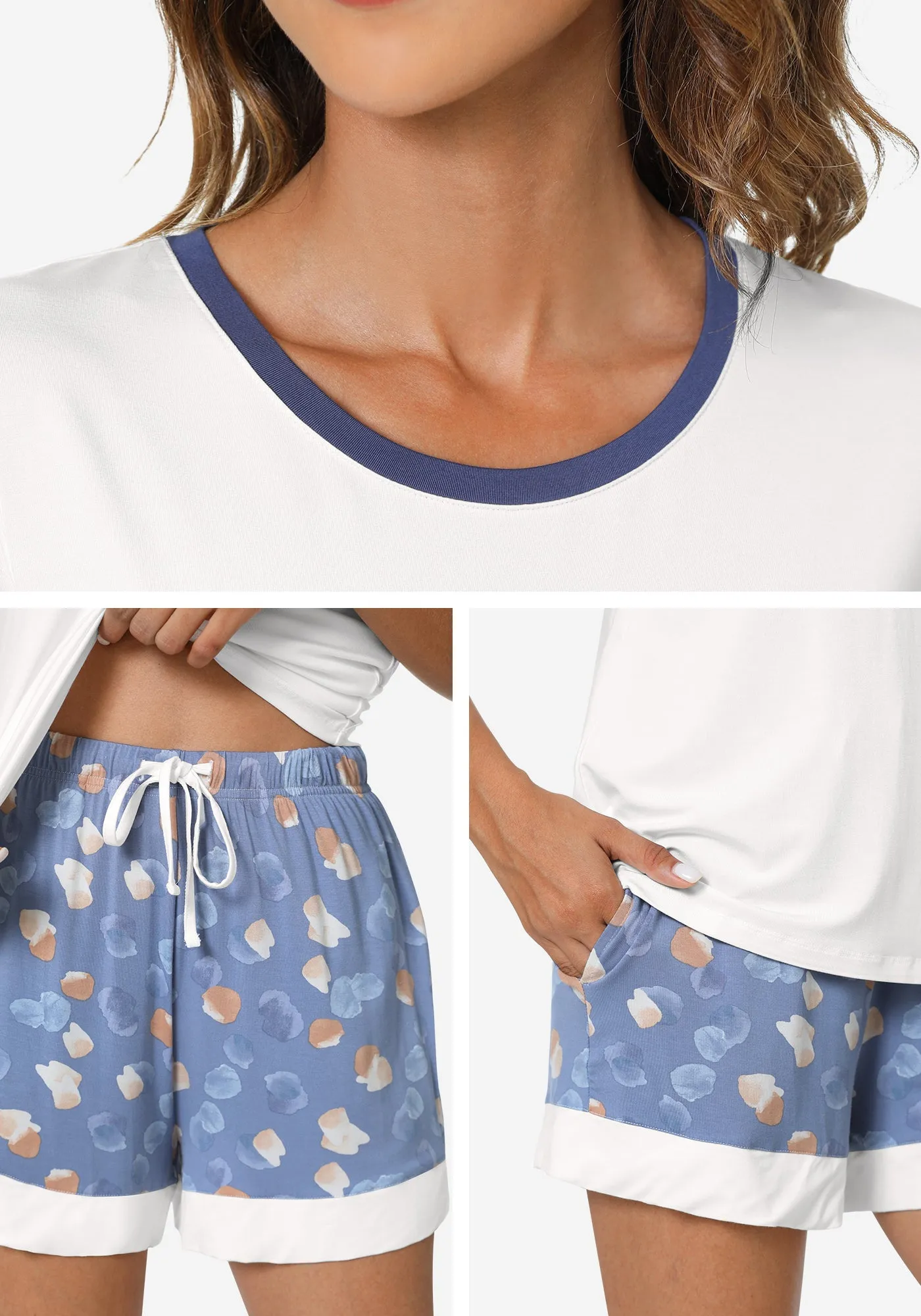 WiWi Bamboo Womens Summer Printed Pajama Sets