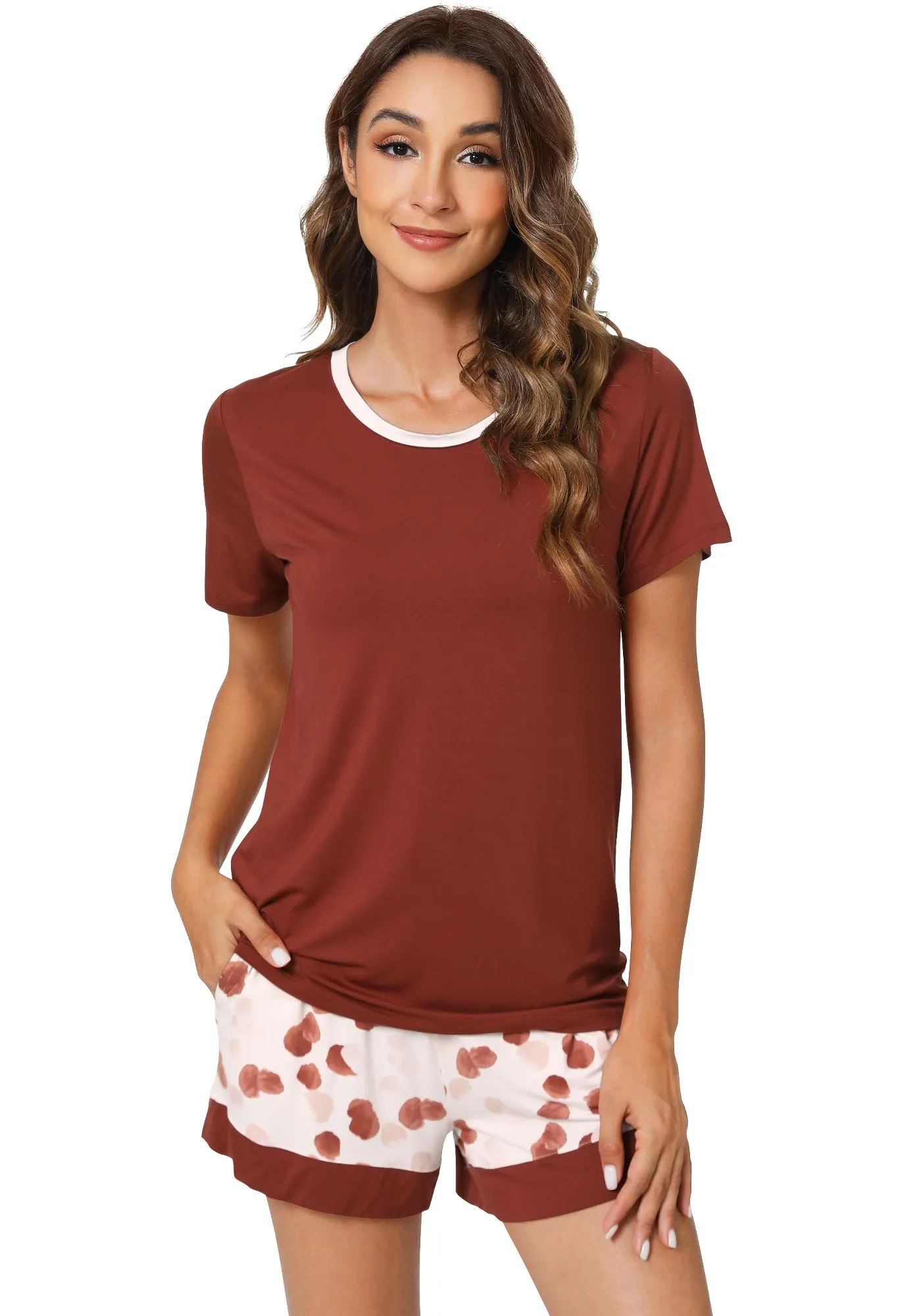 WiWi Bamboo Womens Summer Printed Pajama Sets