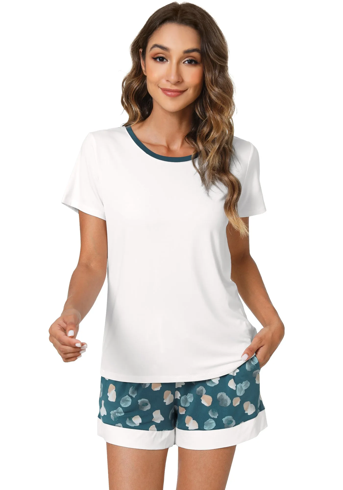 WiWi Bamboo Womens Summer Printed Pajama Sets