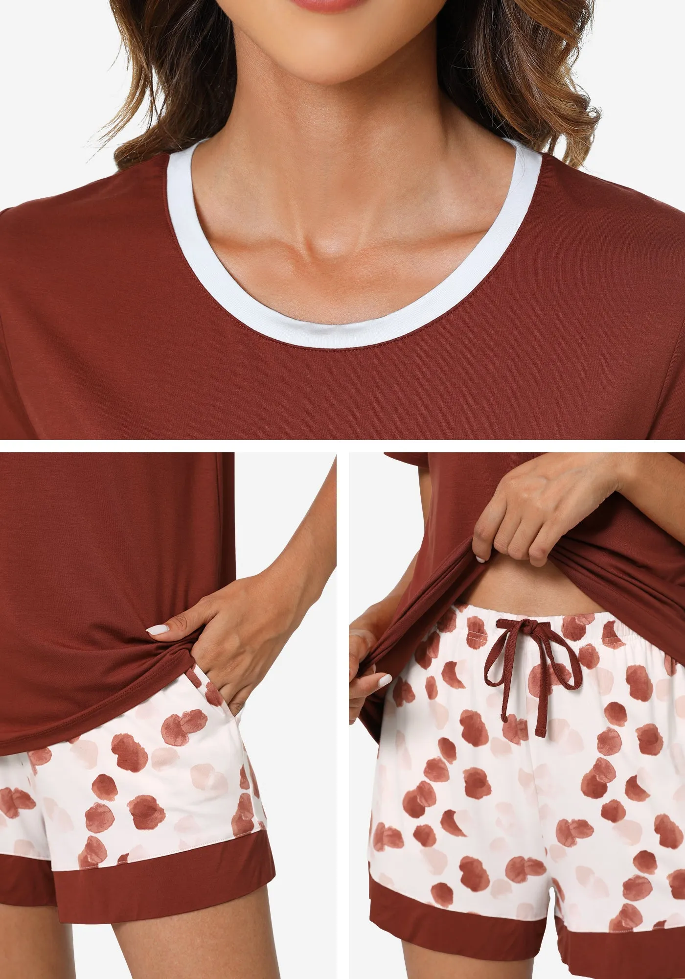 WiWi Bamboo Womens Summer Printed Pajama Sets