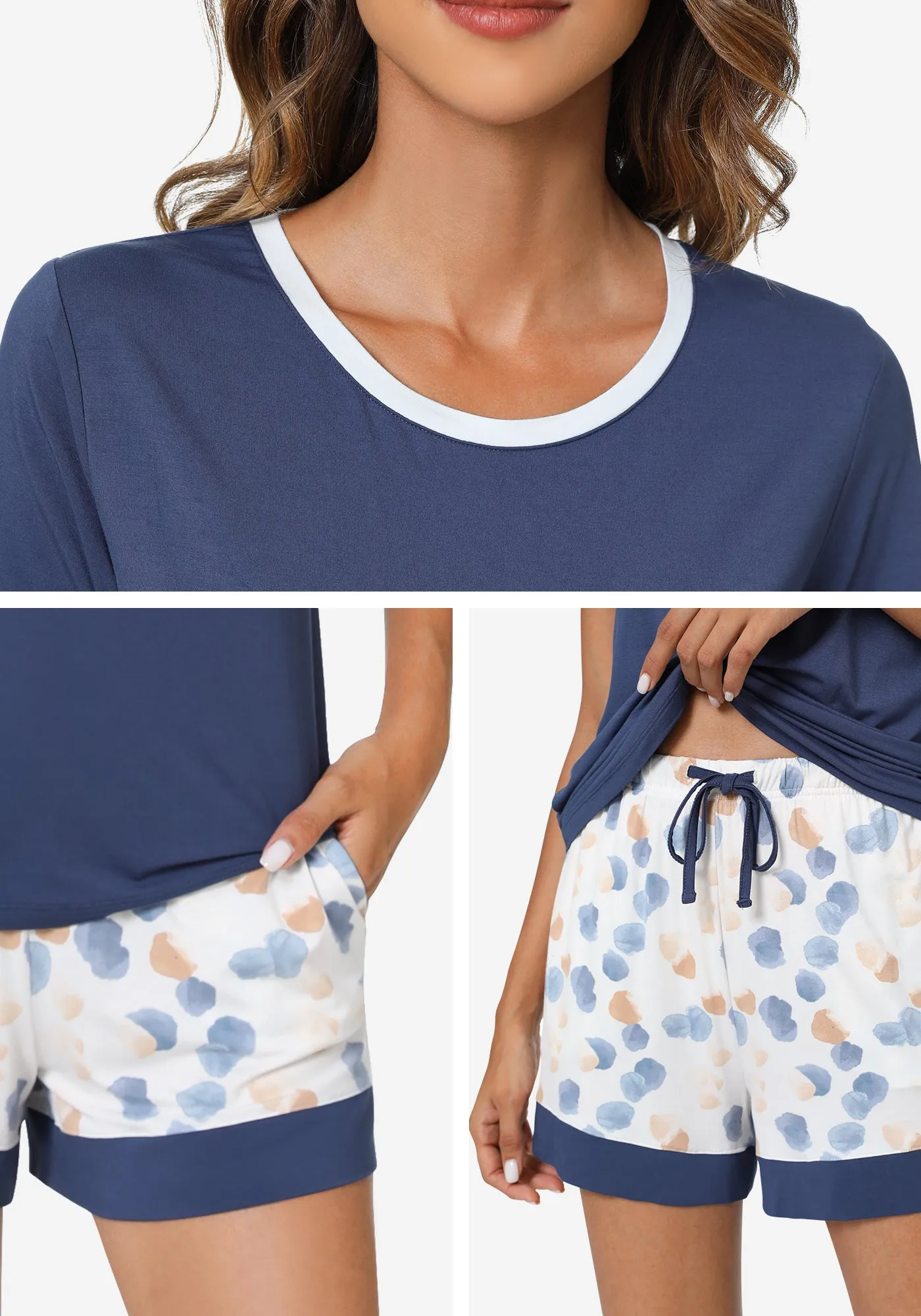 WiWi Bamboo Womens Summer Printed Pajama Sets