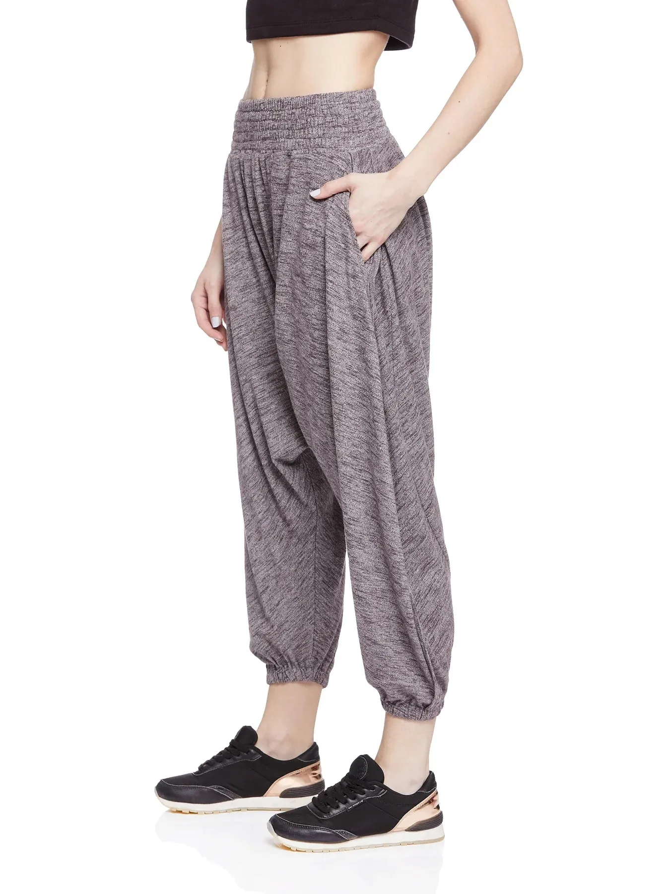 Women Orange Organic Cotton T-shirt with SMOCKED YOGA PANT (RUM RAISIN)