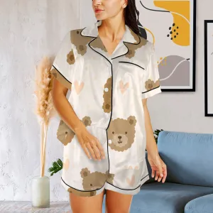 Women's Lapel Pocket Button Short Pajama Sets