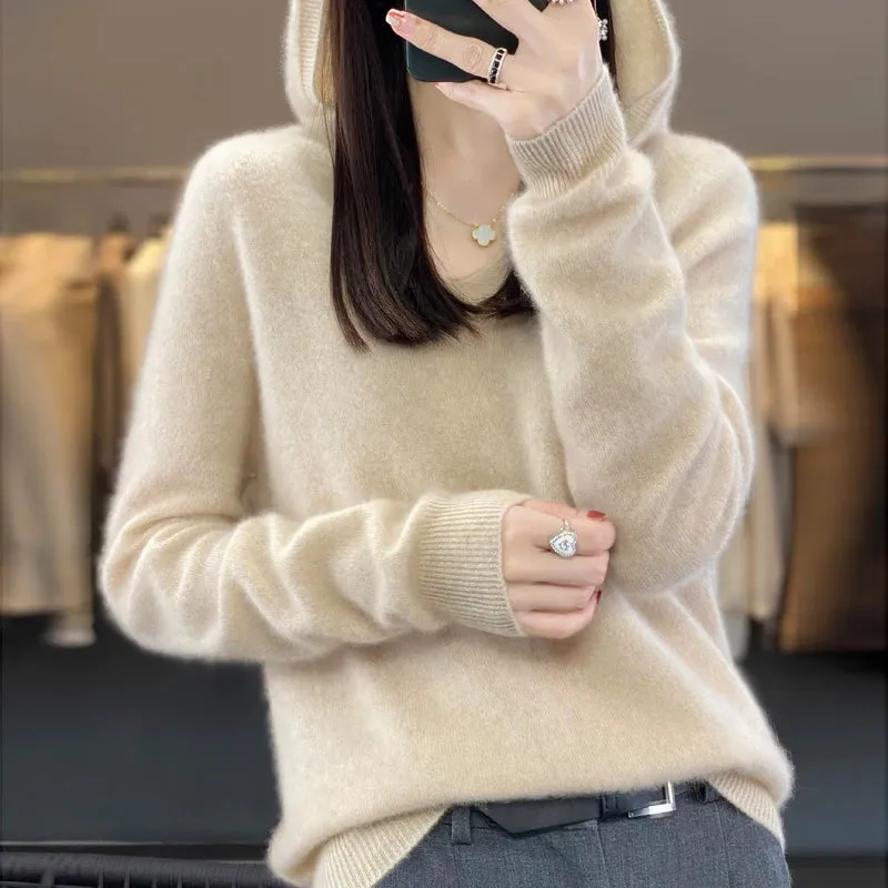 Women's Merino Pure Wool V-neck Cashmere Sweater