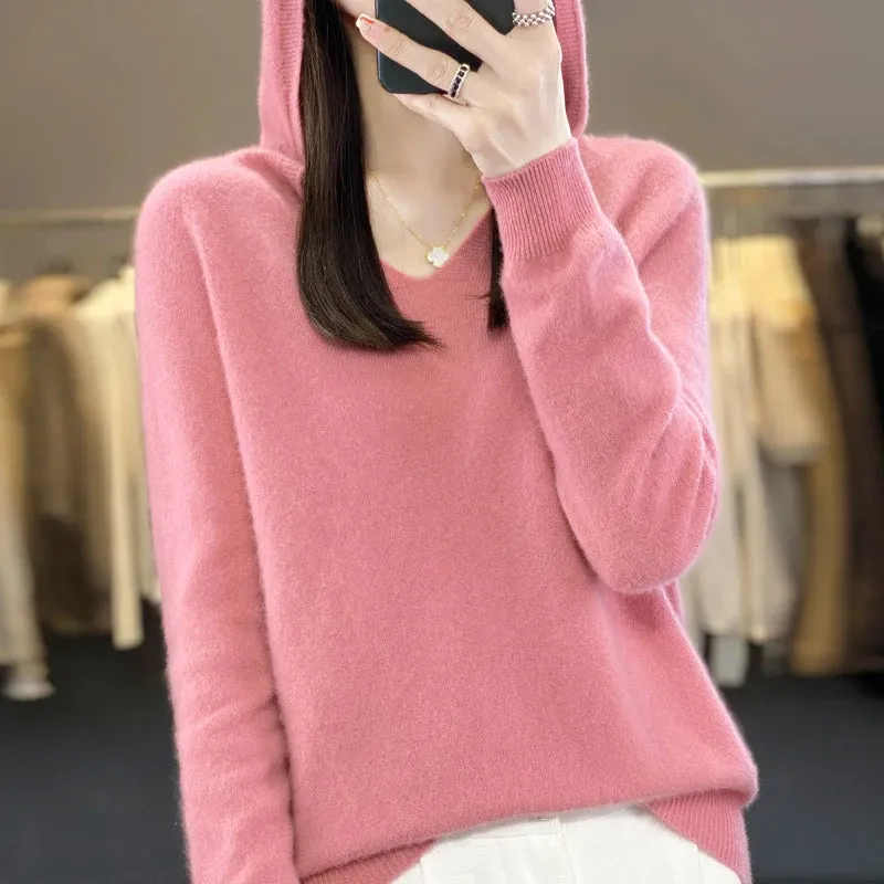 Women's Merino Pure Wool V-neck Cashmere Sweater