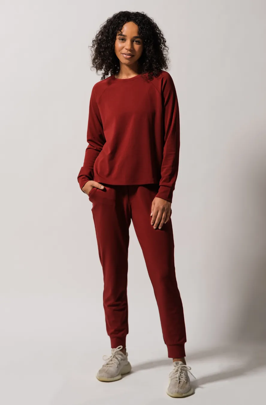 Women's Plain Bamboo Jogger & Pullover Set -Black