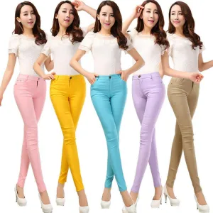 Women's Slim Pencil Pants Candy Colors slacks girl's Stretch Trousers Elastic big Size thin Leisure pants
