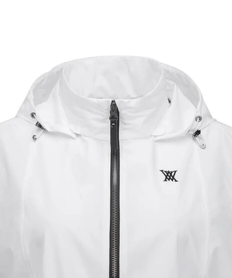 Women's Waist Shirring Hoody Vest - White