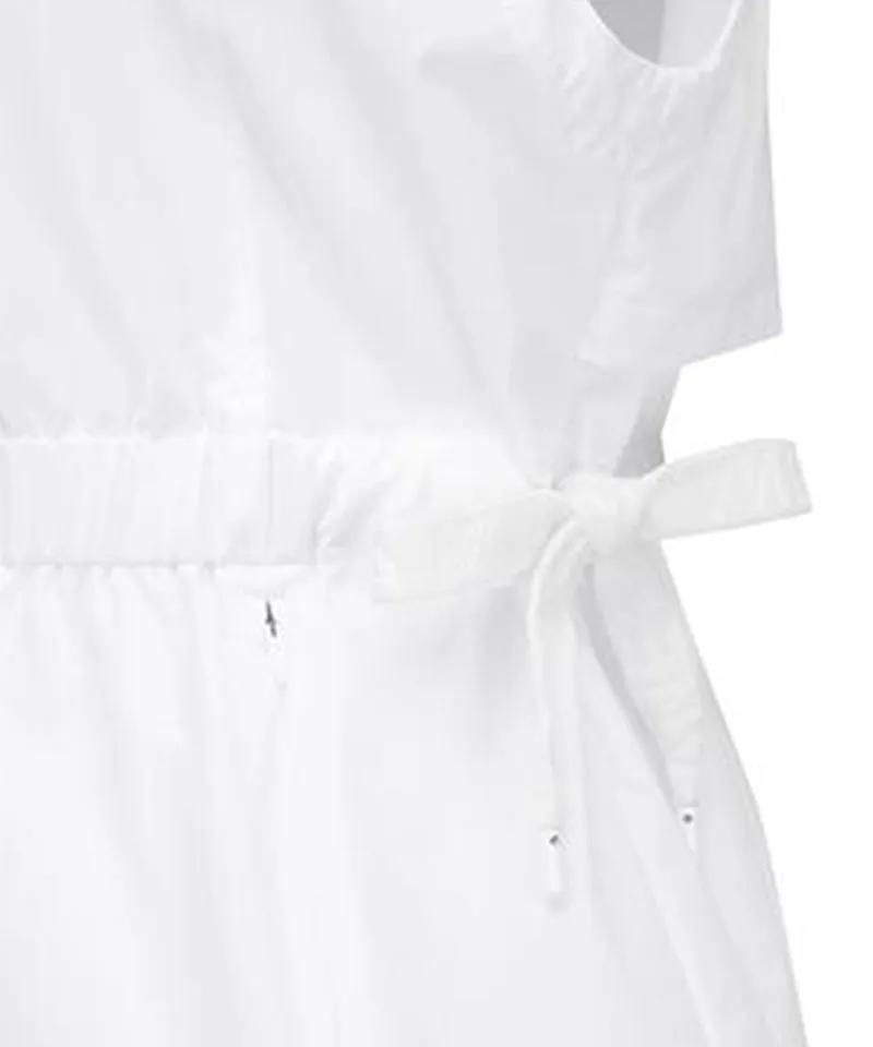 Women's Waist Shirring Hoody Vest - White