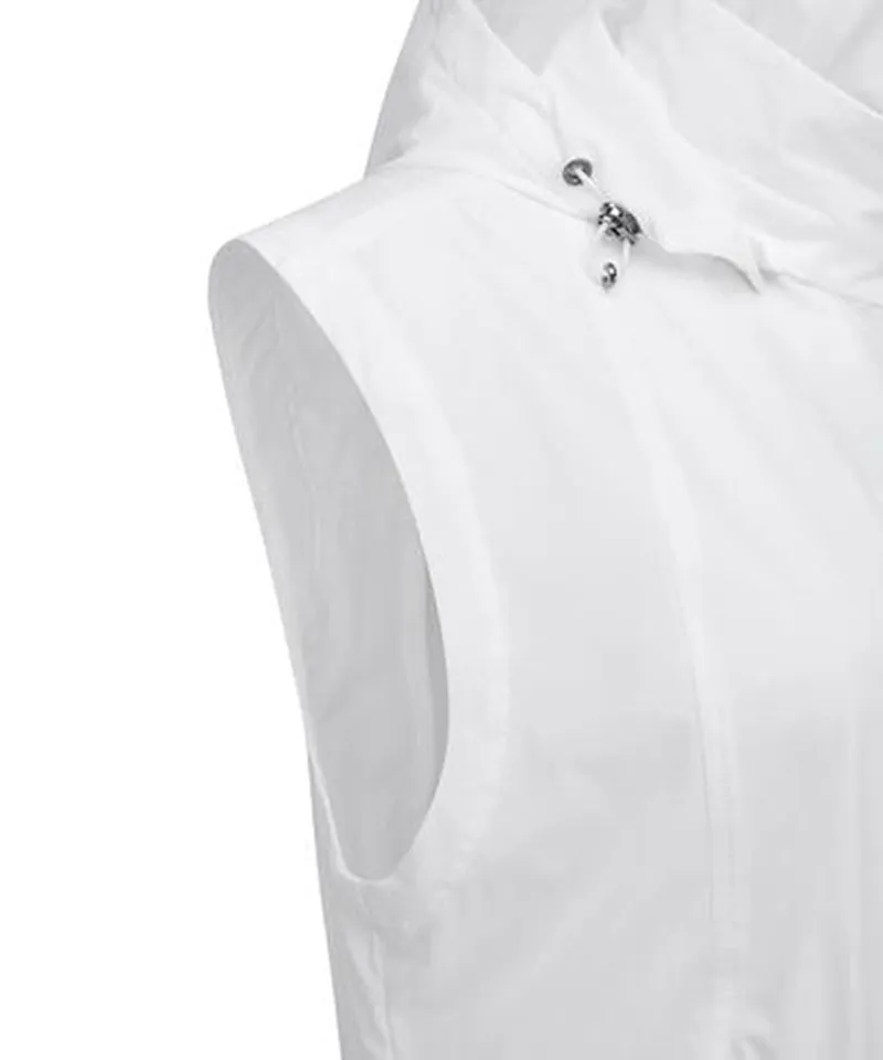Women's Waist Shirring Hoody Vest - White