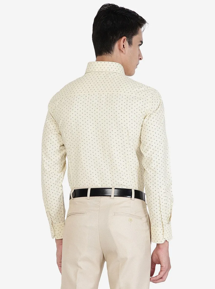 Yellow Printed Slim fit Formal Shirt | Greenfibre