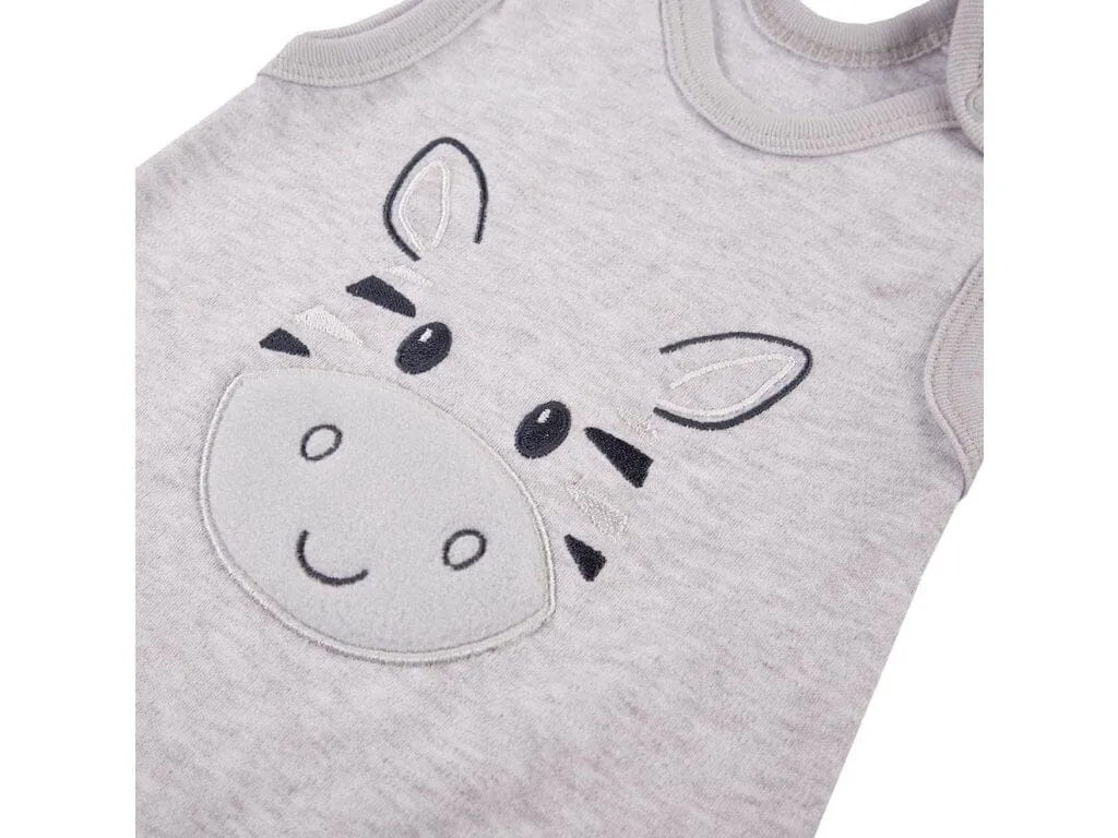 Zebra Footed Dungarees and Top Set - Grey