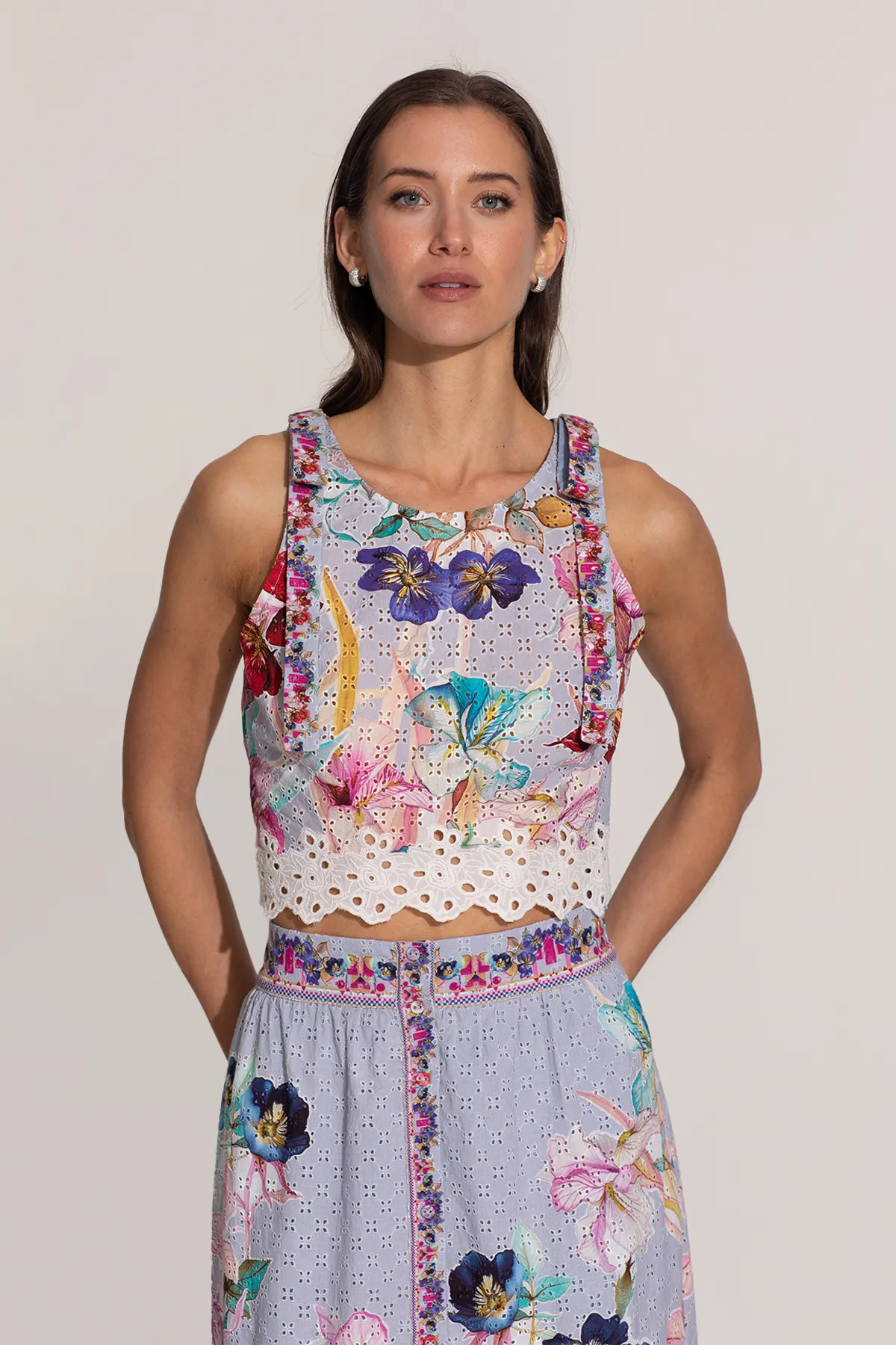 Zimi multicolor halter crop top and skirt