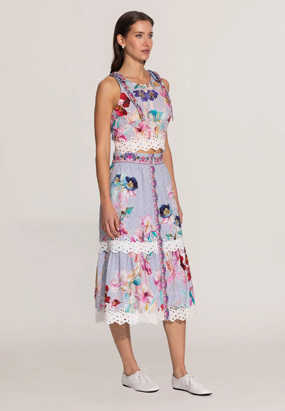 Zimi multicolor halter crop top and skirt