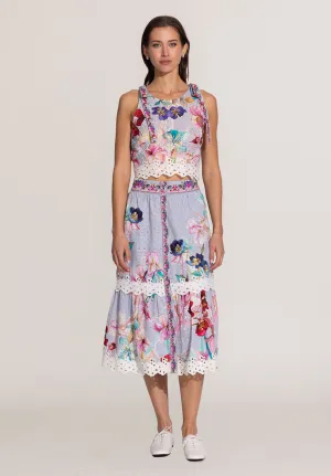 Zimi multicolor halter crop top and skirt